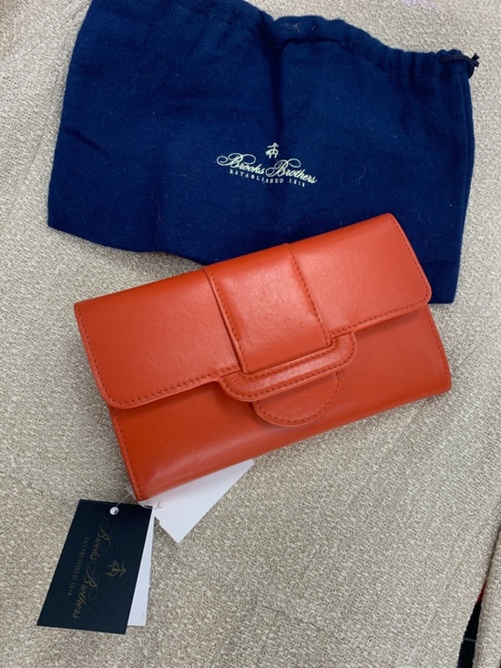 Brooks Brothers Handbags - Brooks Brothers Orange Leather Flap Wallet